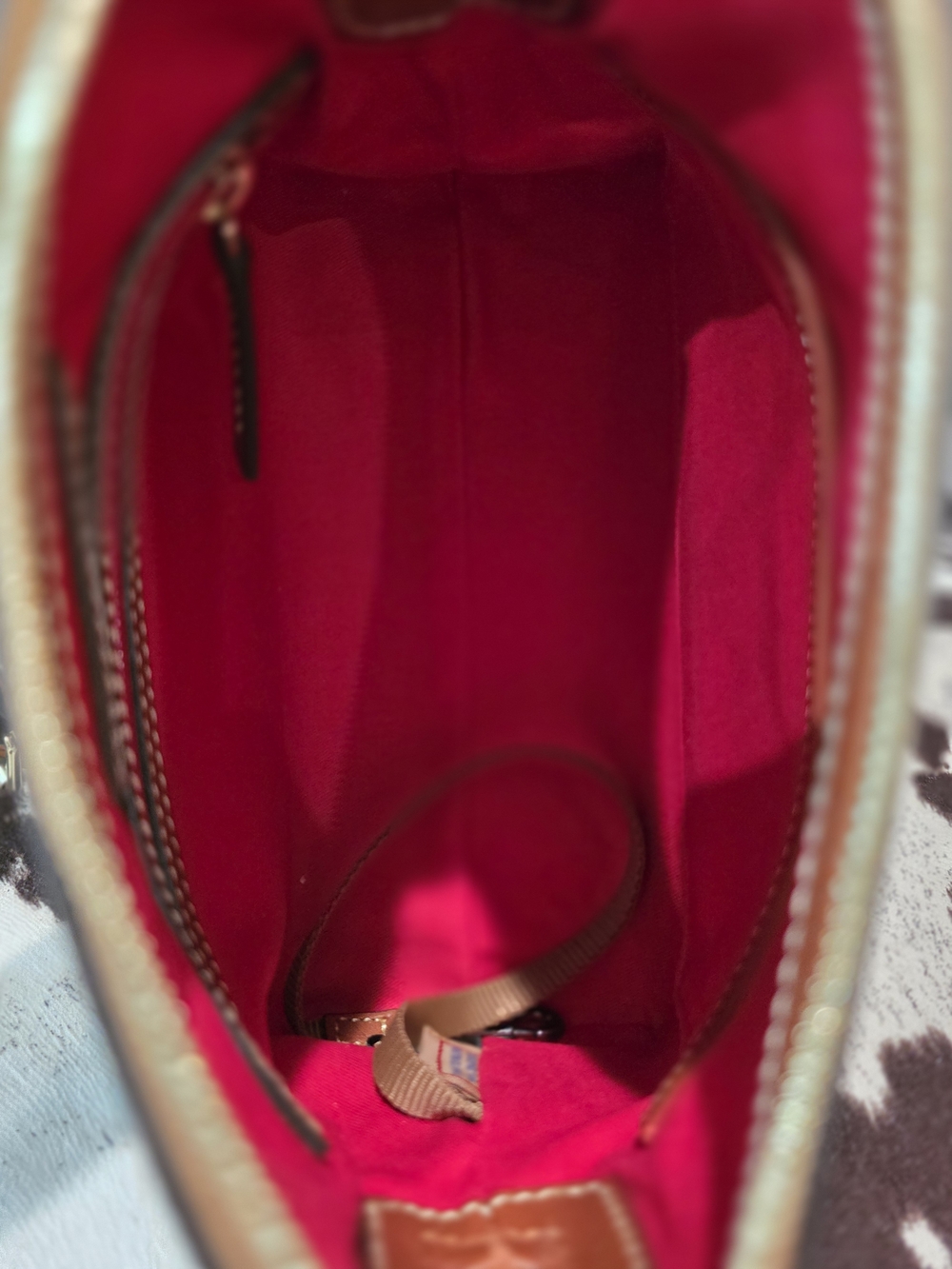 Dooney & Bourke Navy Pebbled Leather Crossbody with Tan Strap - Picture 5 of 11
